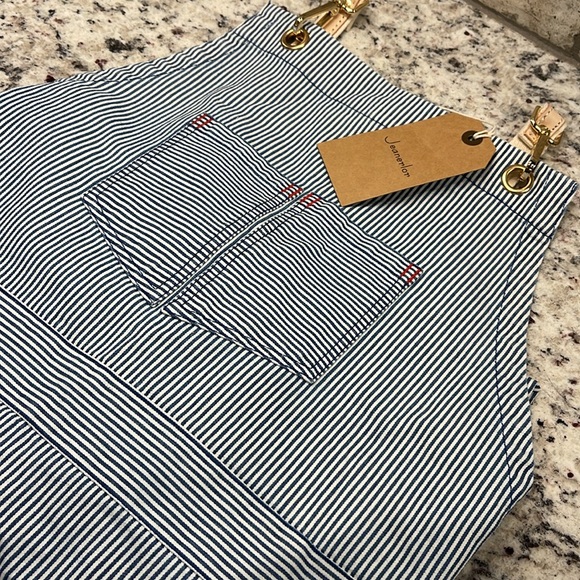 NWT Jeanerlor Blue Striped Denim Apron Cotton Canvas Straps Unisex Chef Gardner - Picture 7 of 9